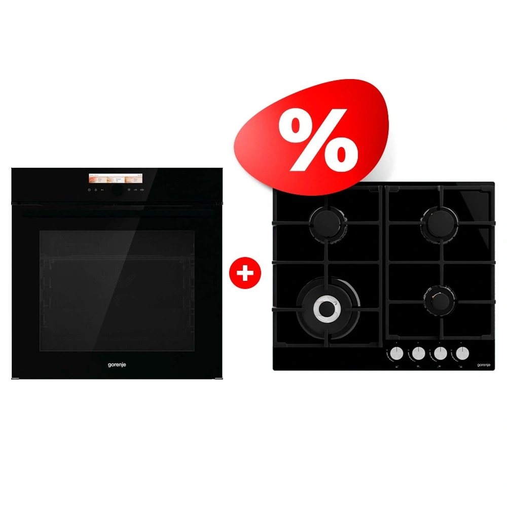 Комплект Газовая варочная панель Gorenje GTW641AKB + Встраиваемый духовой шкаф Gorenje BOP798S37BG 