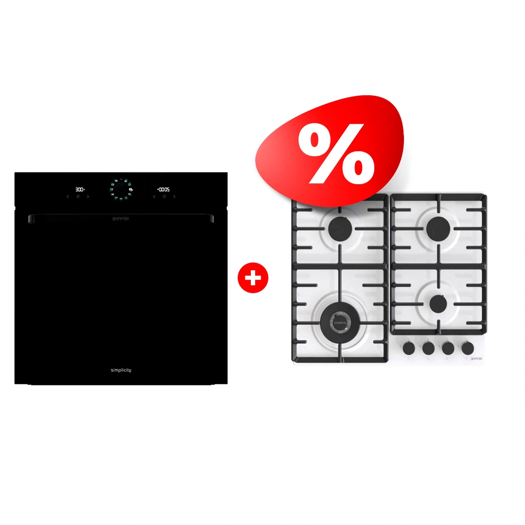Комплект Газовая варочная поверхность Gorenje GW642SYW + Встраиваемый духовой шкаф Gorenje BOS6737SYB