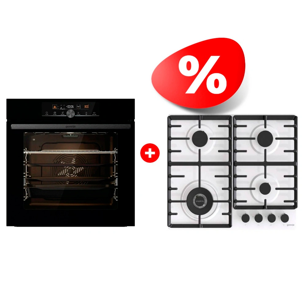 Комплект Газовая варочная поверхность Gorenje GW642SYW + Встраиваемый духовой шкаф Gorenje BPS6747A06BG