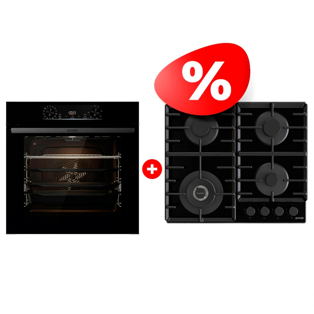 Комплект Газовая варочная поверхность Gorenje GTW642SYB + Встраиваемый духовой шкаф Gorenje BPS6737E14BG