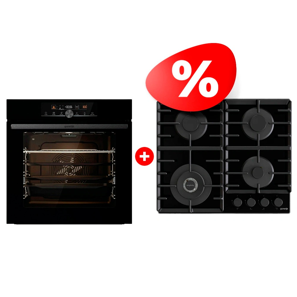 Жиынтық Gorenje газды пісіру беті GTW642SYB + Gorenje Кіріктірілген пеш BPS6747A06BG 
