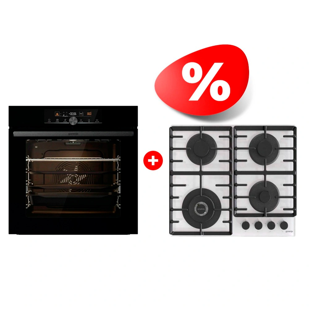 Комплект Газовая варочная поверхность Gorenje GTW642SYW + Встраиваемый духовой шкаф Gorenje BPS6747A06BG