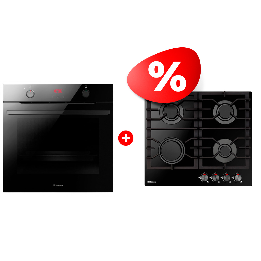 Комплект Газовая варочная поверхность Hansa BHKS610301 + Встраиваемый духовой шкаф Hansa BOESS694655