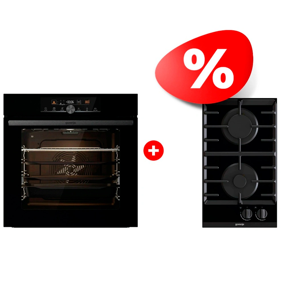 Комплект Газовая варочная поверхность Gorenje GC321B + Встраиваемый духовой шкаф Gorenje BPS6747A06BG