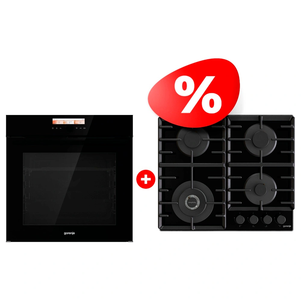Жиынтық Gorenje газды пісіру беті GTW642SYB + Встраиваемый духовой шкаф Gorenje BOP798S37BG 