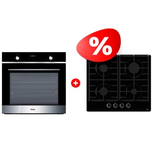 Жиынтық Haier газ пісіру беті HHX-G64CNB + Haier кіріктірілген тұмшапеш HOX-P06HGBX 