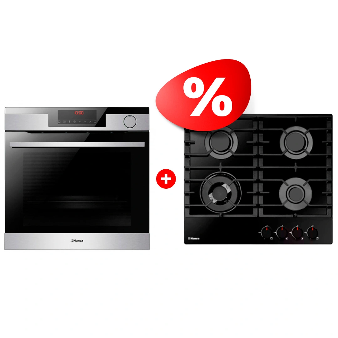 Комплект Газовая варочная поверхность Hansa + Встраиваемый духовой шкаф Hansa BHKS671830 + BOEI698699