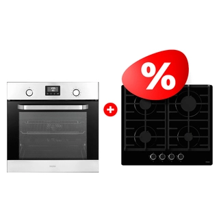 Комплект Газовая варочная поверхность Haier HHX-G64CNB + Встраиваемый духовой шкаф Haier HOX-P11HFX 