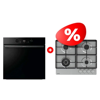Комплект Газовая варочная панель Gorenje GW641XHF + Встраиваемый духовой шкаф Gorenje BOS6737E05DBG 