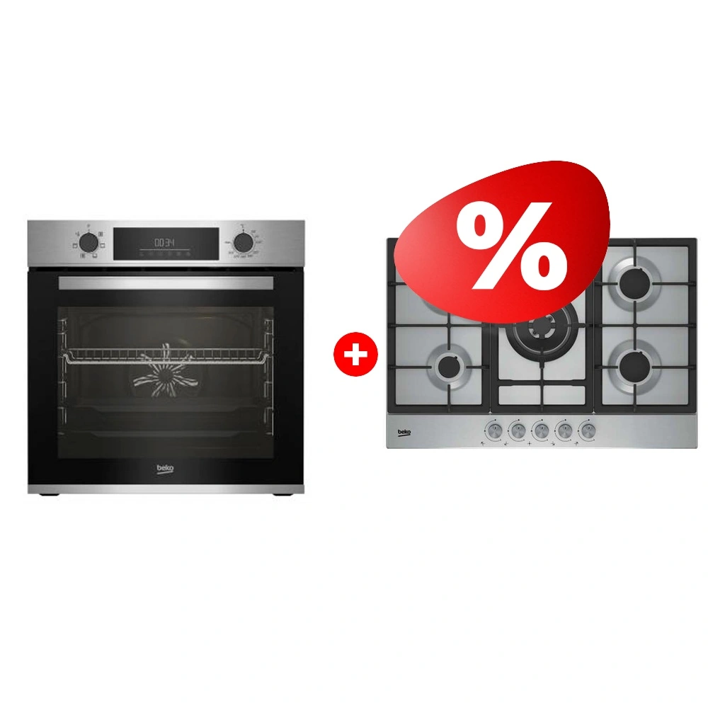 Жиынтық Газовая варочная поверхность Beko HIAW 75225 SX + Встраиваемый духовой шкаф Beko BBIE12300XD 