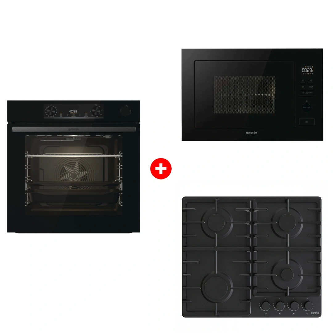 Комплект Встраиваемая варочная панель Gorenje G641BHF + Встраиваемая микроволновая печь Gorenje BM251M2BG + Встраиваемый духовой шкаф Gorenje BSA6737E15BG 