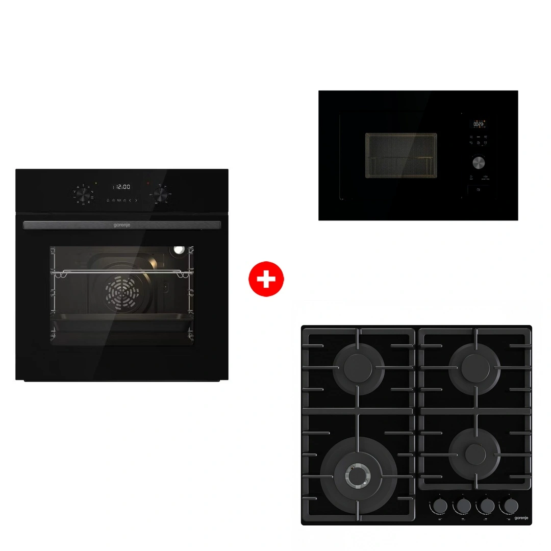 Жиынтық Встраиваемая варочная панель Газ Gorenje GTW641BHF + Встраиваемая микроволновая печь Gorenje BM201AG1BG + Встраиваемый духовой шкаф Gorenje BO6737E02NBG 