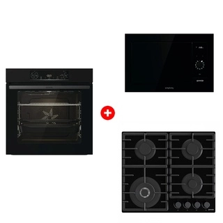 Комплект Встраиваемая варочная панель Газ Gorenje GTW641BHF + Встраиваемая микроволновая печь Gorenje BM235G1SYB + Встраиваемый духовой шкаф Gorenje BOS6737E06B 
