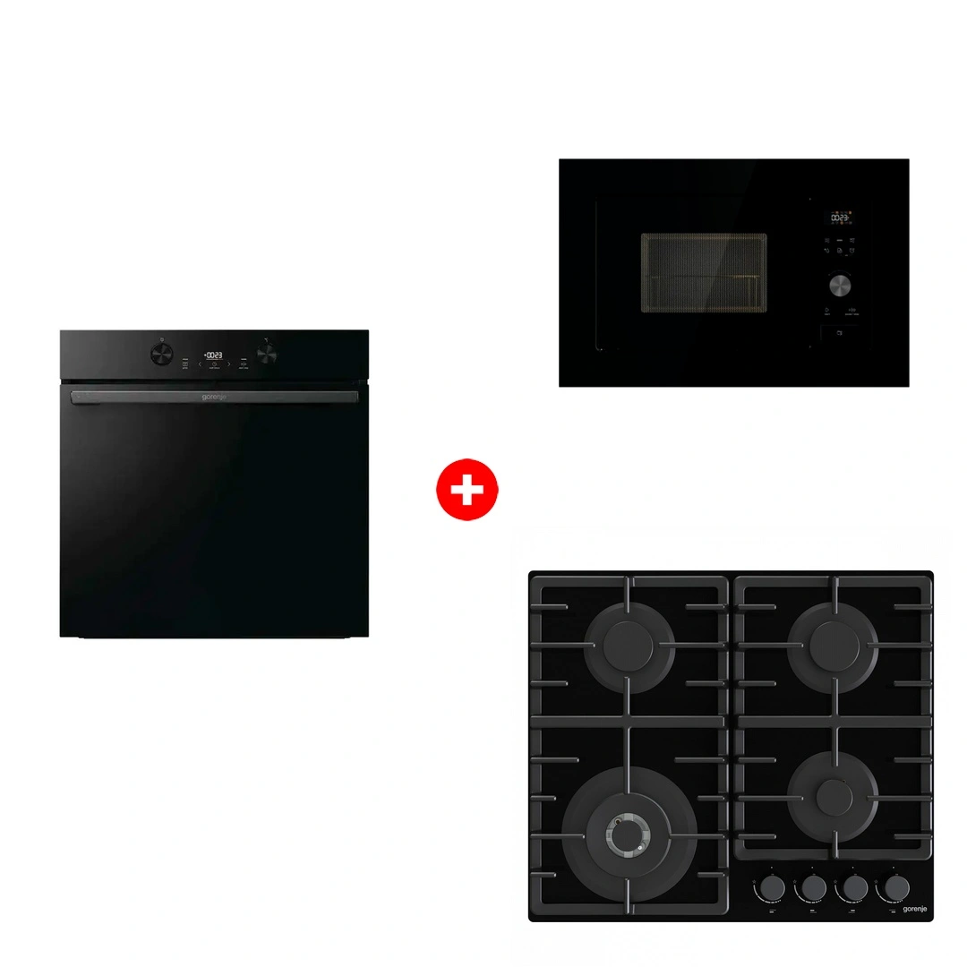 Комплект Встраиваемая варочная панель Газ Gorenje GTW641BHF + Встраиваемая микроволновая печь Gorenje BM201AG1BG + Встраиваемый духовой шкаф Gorenje BOS6737E05DBG 