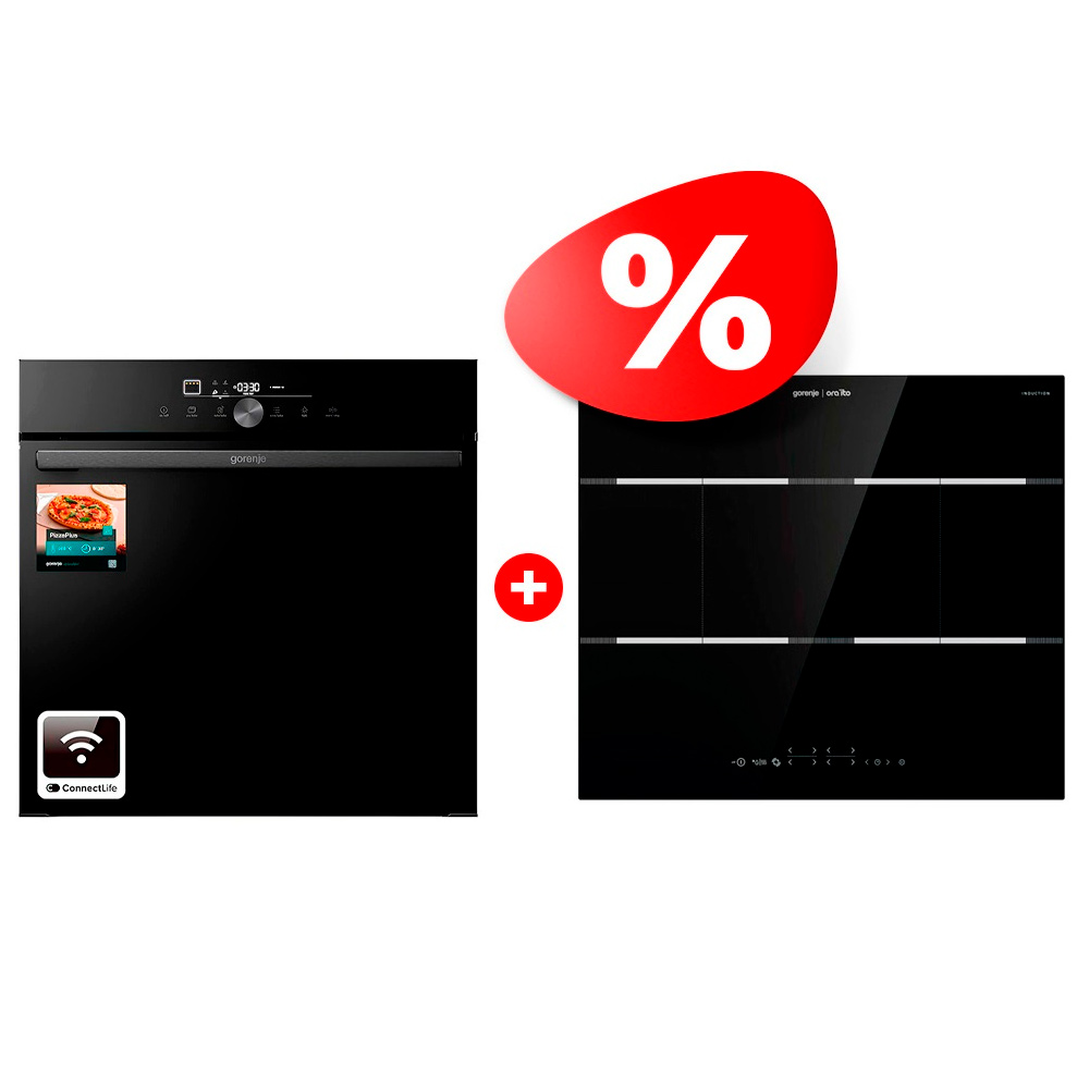 Комплект Индукционная варочная поверхность Gorenje IT646ORAB + Встраиваемый духовой шкаф Gorenje GO66E PIZZA350C