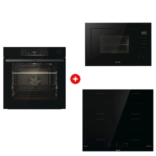 Комплект Индукционная поверхность Gorenje GI6401BSCE + Встраиваемая микроволновая печь Gorenje BM251M2BG + Встраиваемый духовой шкаф Gorenje BSA6737E15BG 