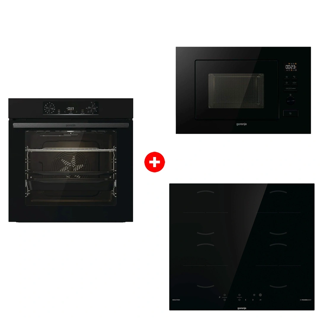 Комплект Индукционная поверхность Gorenje GI6401BSCE + Встраиваемая микроволновая печь Gorenje BM201M2BG + Встраиваемый духовой шкаф Gorenje BOS6737E06B 