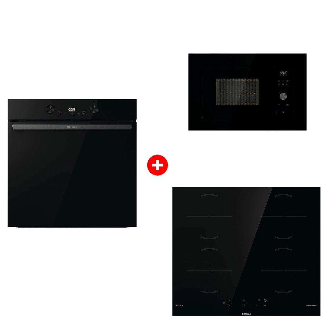 Комплект Индукционная поверхность Gorenje GI6401BSCE + Встраиваемая микроволновая печь Gorenje BM201AG1BG + Духовой шкаф Gorenje BOS6737E20FBG 