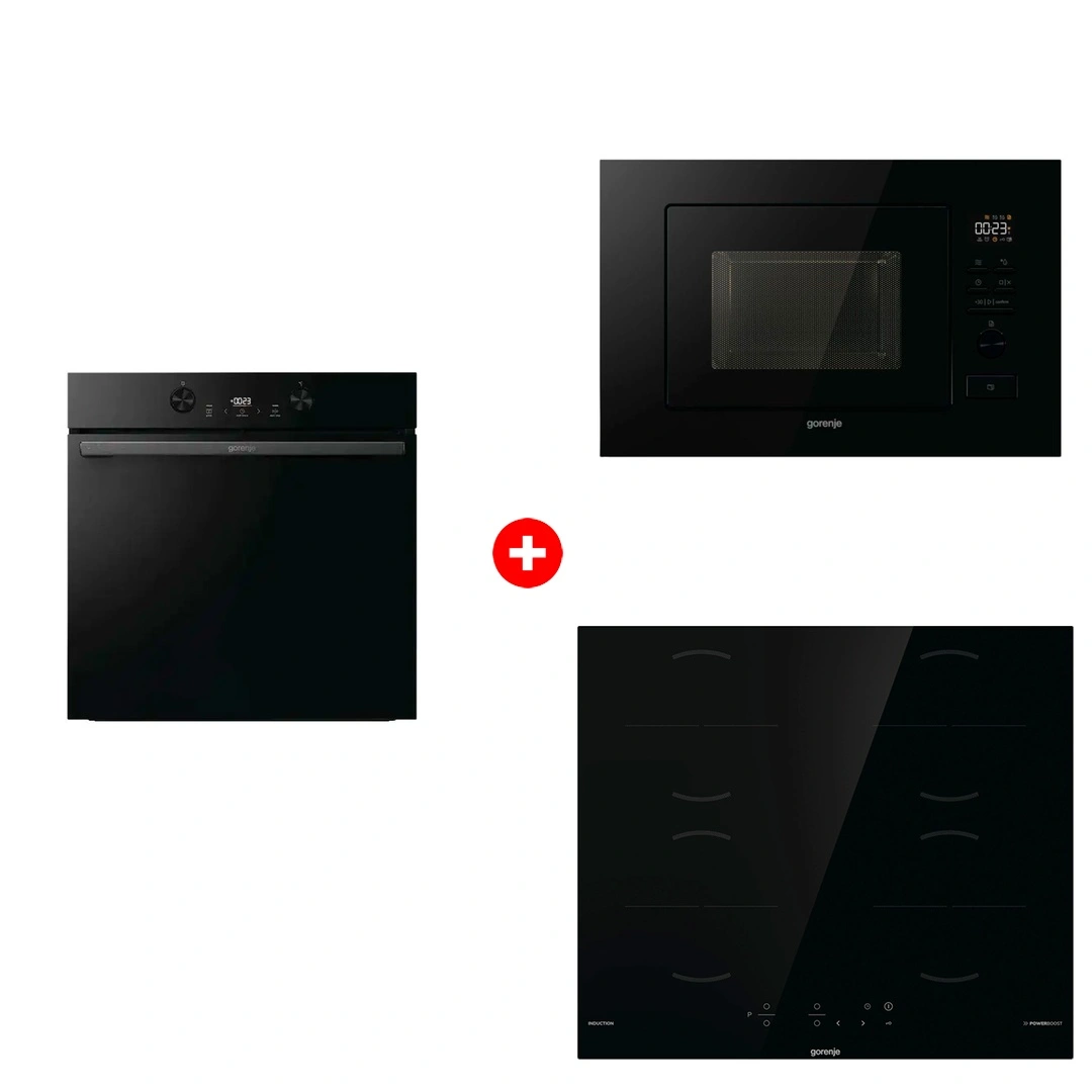 Комплект Индукционная поверхность Gorenje GI6401BSCE + Встраиваемая микроволновая печь Gorenje BM201M2BG + Встраиваемый духовой шкаф Gorenje BOS6737E05DBG 