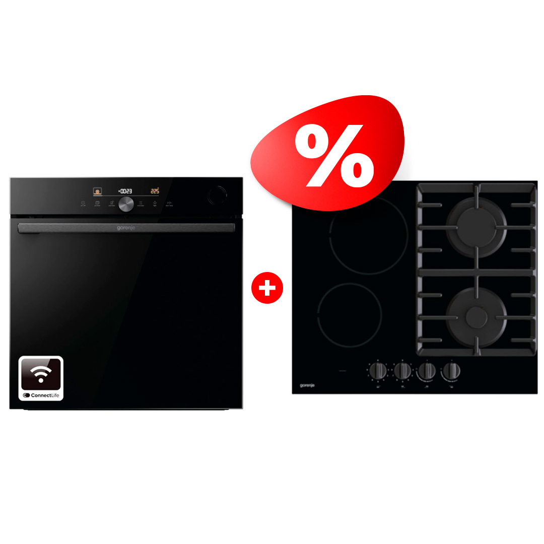 Жиынтық Gorenje құрастырылған пісіру панелі GCE691BSC + Встраиваемый духовой шкаф Gorenje BPSA6747DGWI 