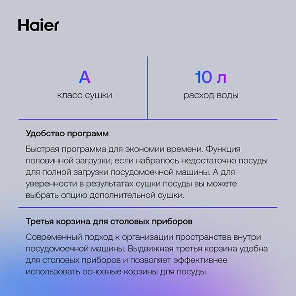 Встраиваемая посудомоечная машина Haier HDWE11-194RU - фото 10