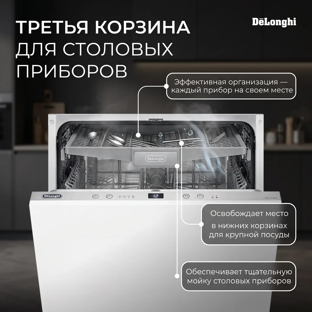 Встраиваемая посудомоечная машина Delonghi DDW 06F Basilia - фото 3