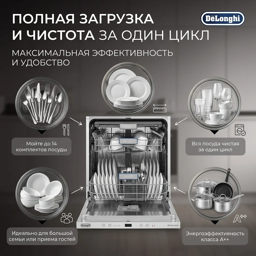 Встраиваемая посудомоечная машина Delonghi DDW 06F Basilia - фото 5