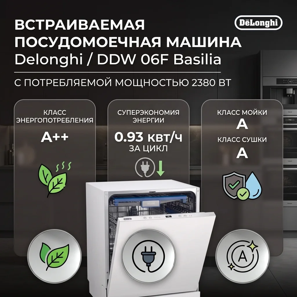 Встраиваемая посудомоечная машина Delonghi DDW 06F Basilia - фото 7