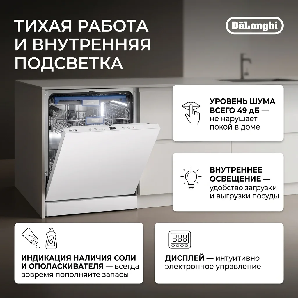 Встраиваемая посудомоечная машина Delonghi DDW 06F Basilia - фото 8