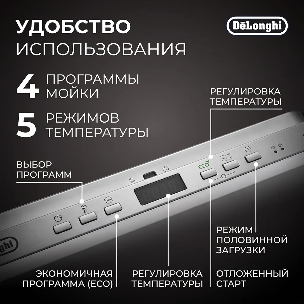 Встраиваемая посудомоечная машина Delonghi DDW 06F Basilia - фото 4
