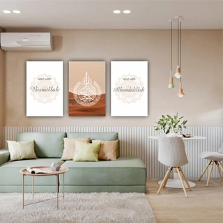 Модульная картина SLP Арабская вязь / 3 модуля / 60х120 см (s-mod3-60-120-01)