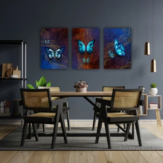 Модульная картина SLP Бабочки / 3 модуля / 60х120 см (s-mod3-60-120-04)