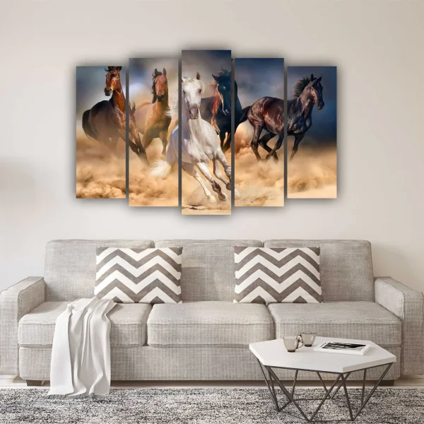 Модульная картина SLP Лошади / 5 модулей / 80х120 см (s-mod5-80-120-03)