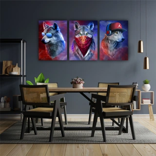 Модульная картина SLP Волки NFT / 3 модуля / 70х150 см (s-mod3-70-150-02)