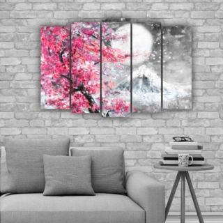 Модульная картина SLP Сакура / 5 модулей / 100х150 см (s-mod5-100-150-05)