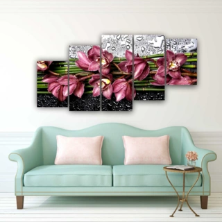 Модульная картина SLP Орхидеи / 5 модулей / 100х200 см (s-mod5-100-200-06)