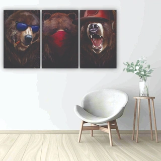 Модульная картина SLP Медведи NFT / 3 модуля / 70х150 см (s-mod3-70-150-05)