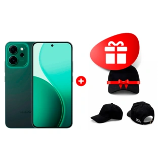 Комплект Смартфон OPPO Reno14F 5G 8/256GB Luminous Green + Бейсбольная кепка Oppo Reno Choice 