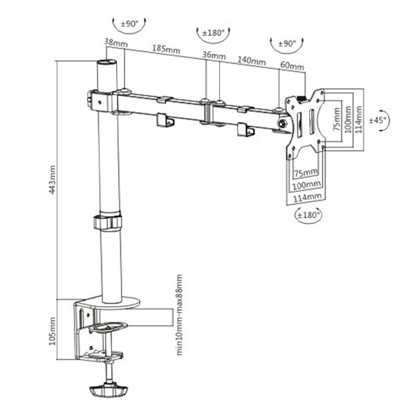 Настольный кронштейн Brateck LDT12-C012N (13"-32") - фото 2