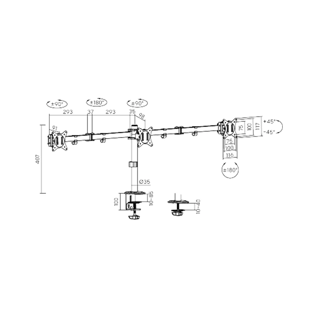 Настольный кронштейн XG MG-1727T для 3-х мониторов (17"-27") XG MG-1727T