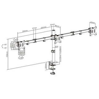 Настольный кронштейн для 3-хмониторов Brateck LDT12-C034N (13"-27")