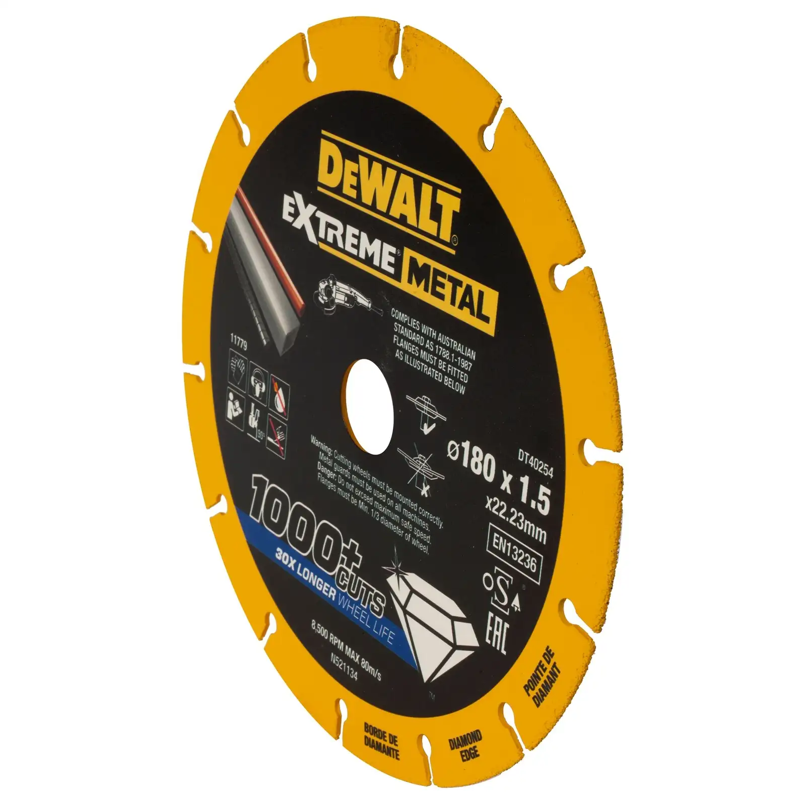 Диск отрезной алмазный по металлу DeWALT "EXTREME" METAL 180х1.5х22.23мм DT40254-QZ  - фото 3