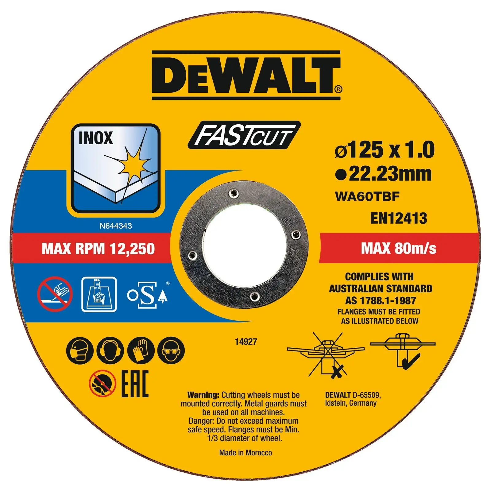 Набор дисков отрезных DeWALT FASTCUT 125х1х22.22мм 100шт. DT20540-QZ  - фото 2