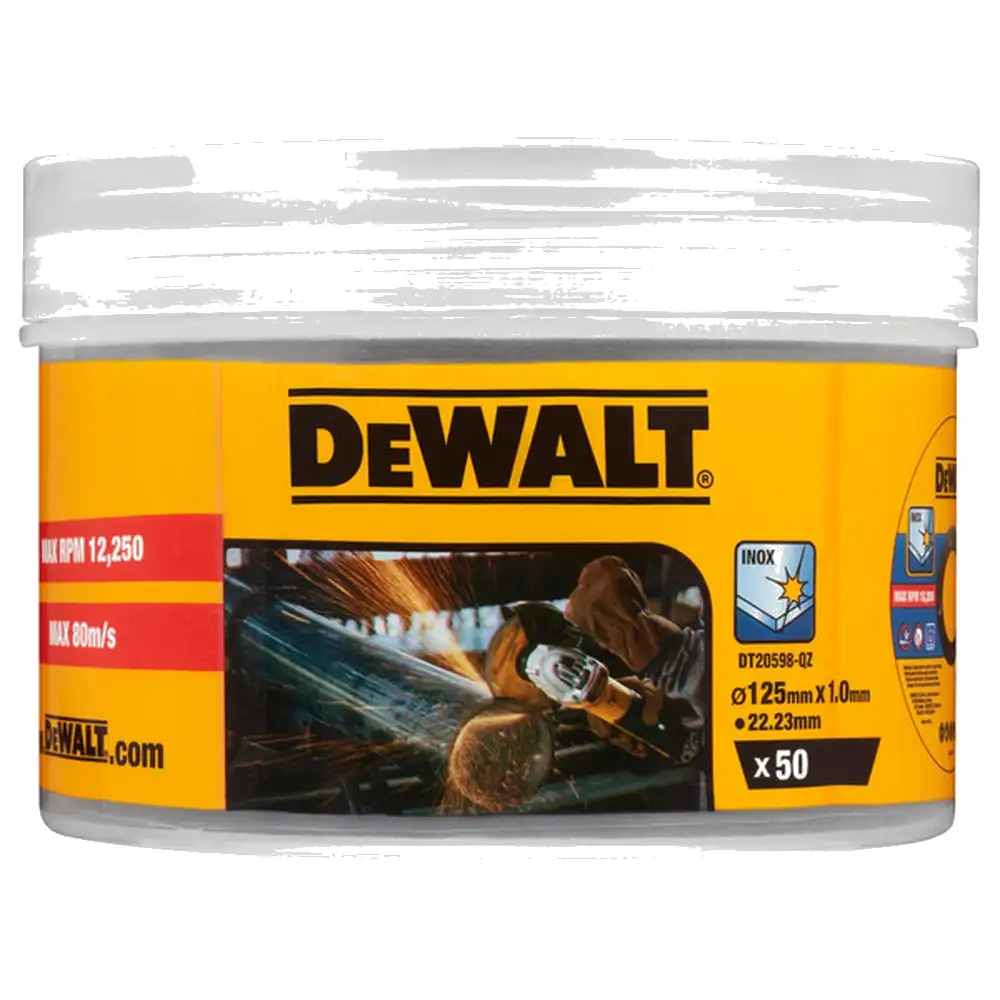 Набор дисков в пластиковом ведерке DeWALT 125х1х22.23мм 50шт. DT20598-QZ  - фото 3