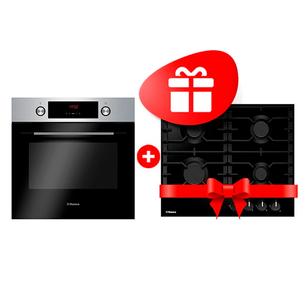 Комплект Встраиваемый духовой шкаф Hansa BOEI68441 + Газовая варочная поверхность Hansa BHGS630301 