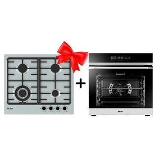 Комплект Встраиваемый духовой шкаф Haier HOQ-F5AABX + Газовая варочная поверхность Haier HHX-M64CWFX 