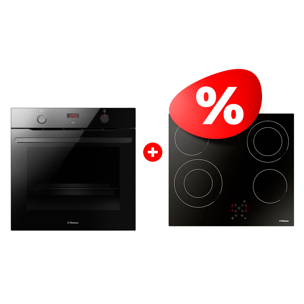 Комплект Встраиваемый духовой шкаф Hansa BOES684633 + Электрическая варочная поверхность Hansa BHC66506 