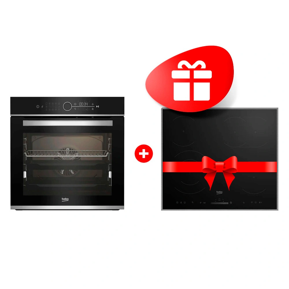 Жиынтық Встраиваемый духовой шкаф Beko BBIM13400XCS + Электрическая варочная поверхность Beko HIC 64503 TX 