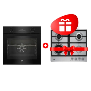 Жиынтық Встраиваемый духовой шкаф Beko BBIE17300B + Beko газ пісіру беті HIAW 64225 SX 