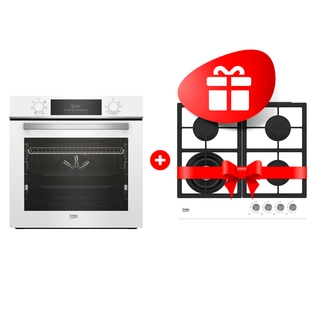 Комплект Встраиваемый духовой шкаф Beko BBIE18300W + Газовая варочная поверхность Beko HILW 64225 SW 